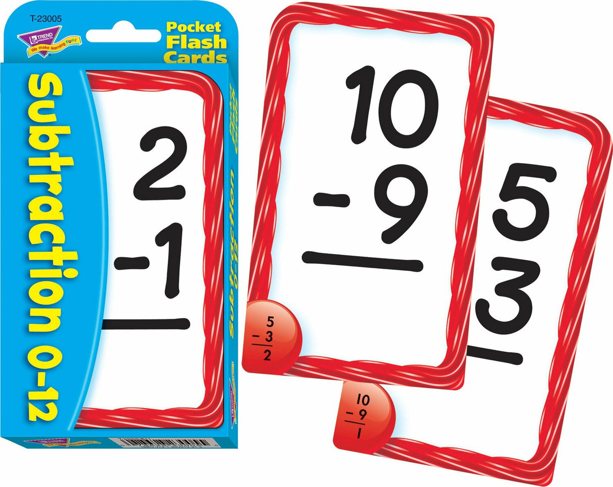 Subtraction 0-12 Pocket Flash Cards