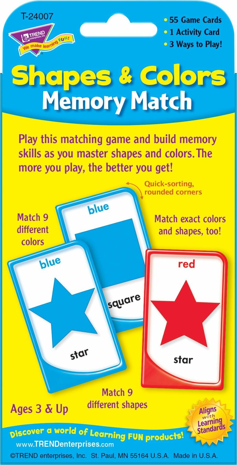 Shapes & Colors Memory Match Challenge Cards