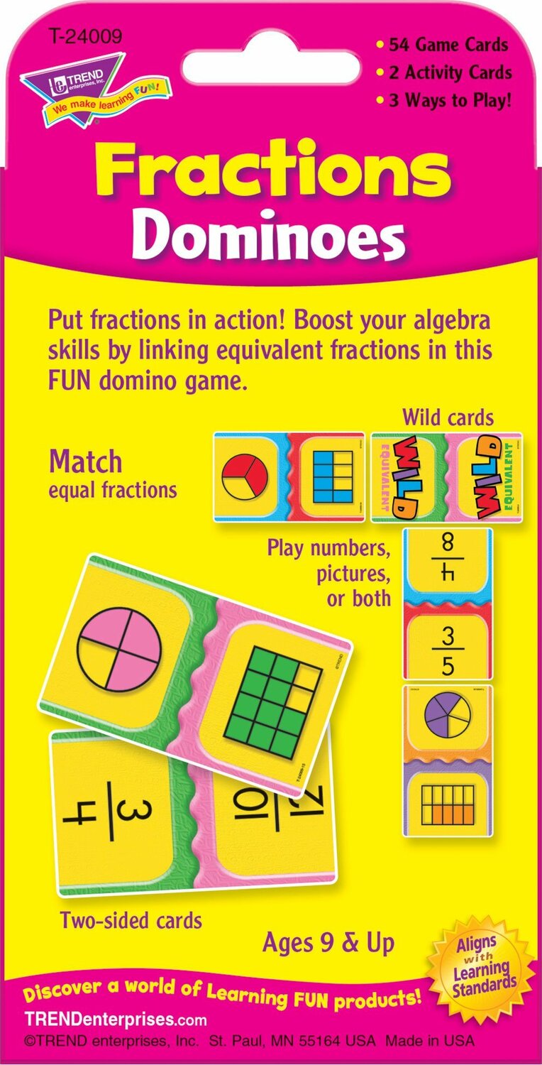 Fractions Dominoes Challenge Cards