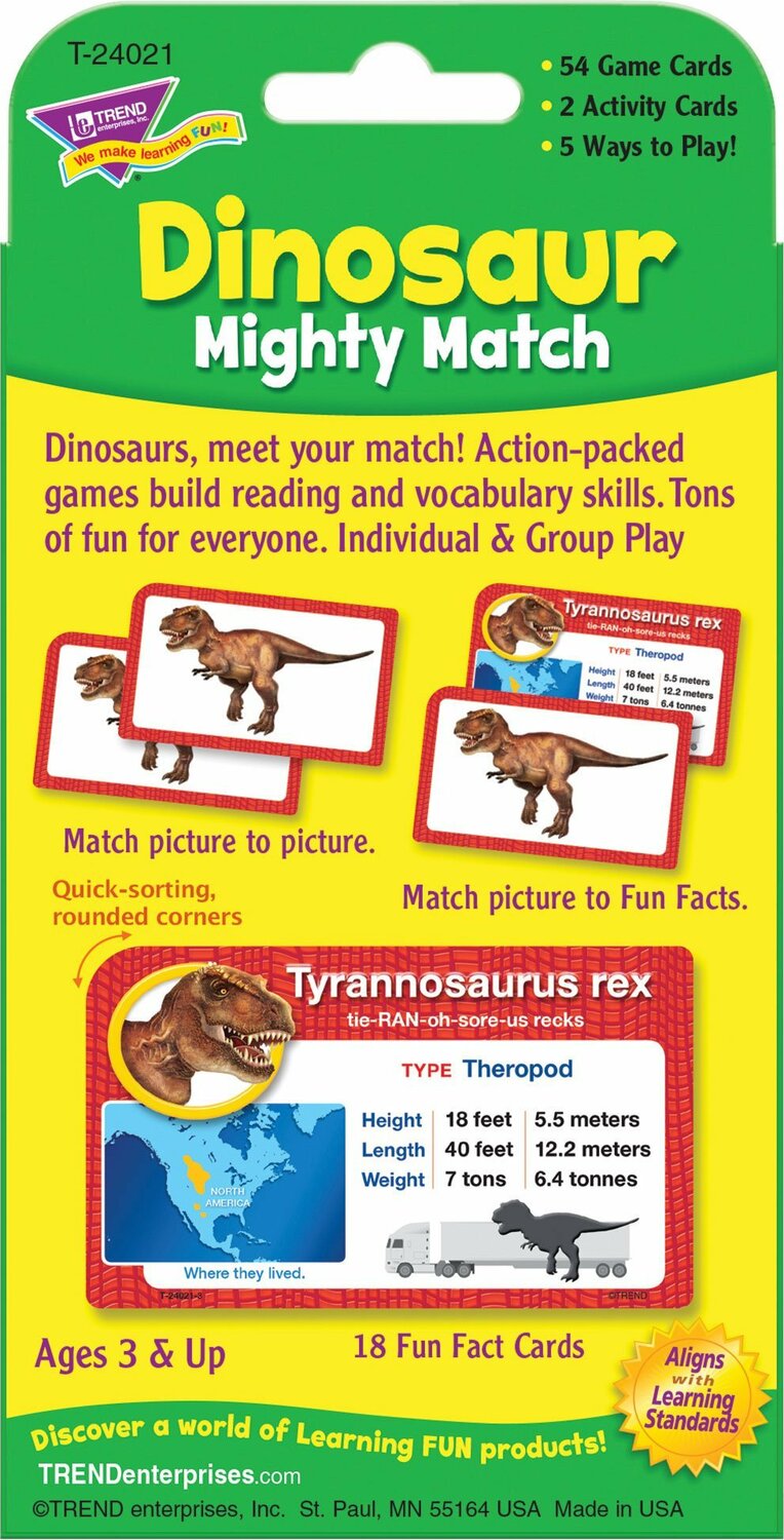 Dinosaur Mighty Match Challenge Cards