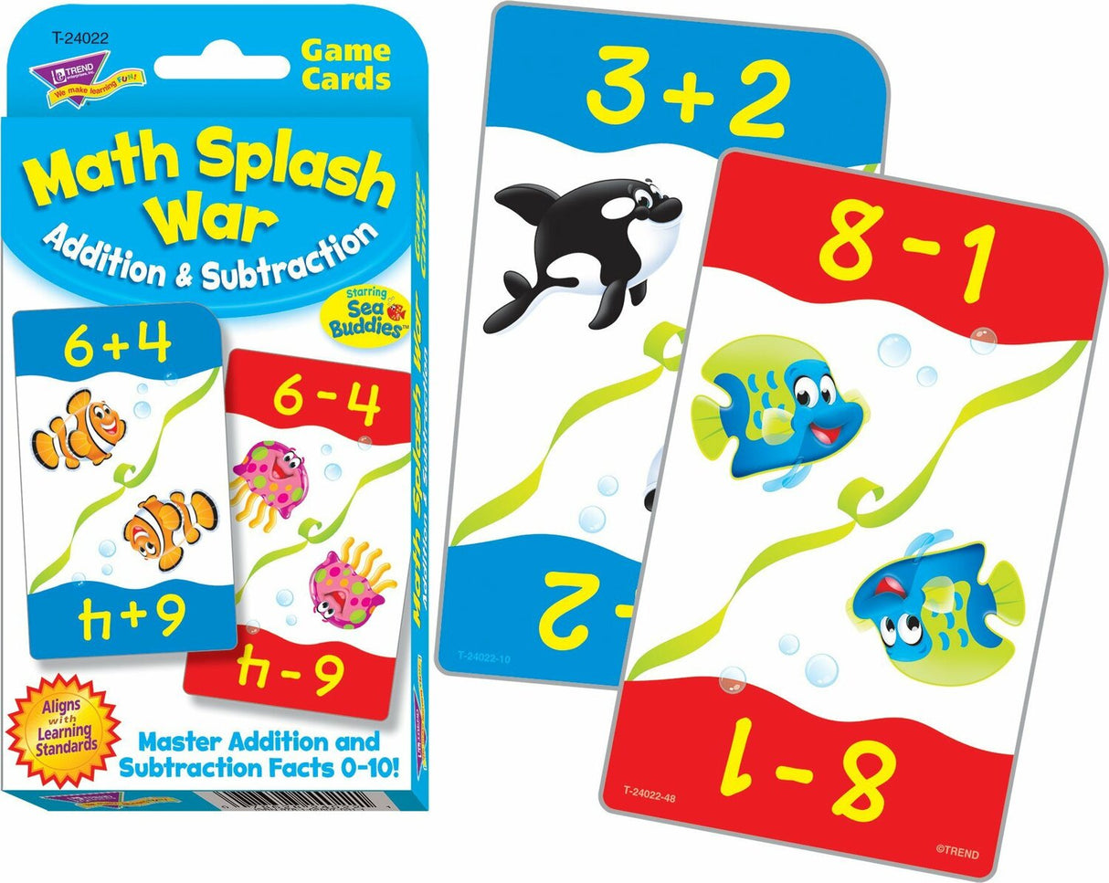 Math Splash War Addition & Subtraction Challenge Cards