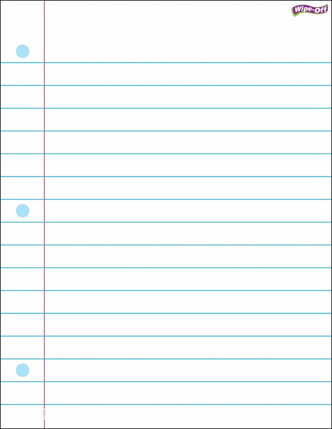 Notebook Paper Wipe-off Chart, 17" X 22"