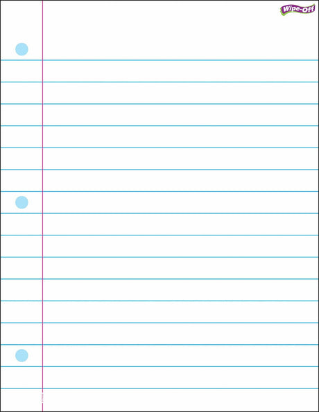 Notebook Paper Wipe-off Chart, 17" X 22"