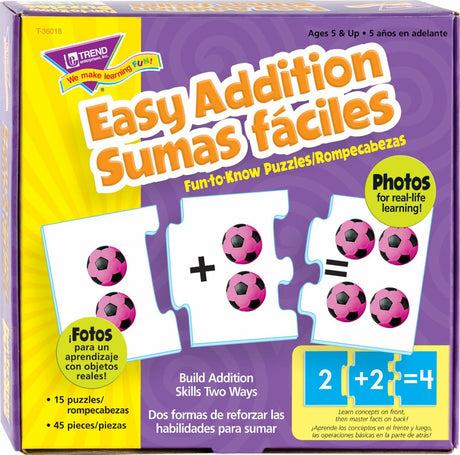 Easy Addition/Sumas faciles Fun-to-Know Puzzles