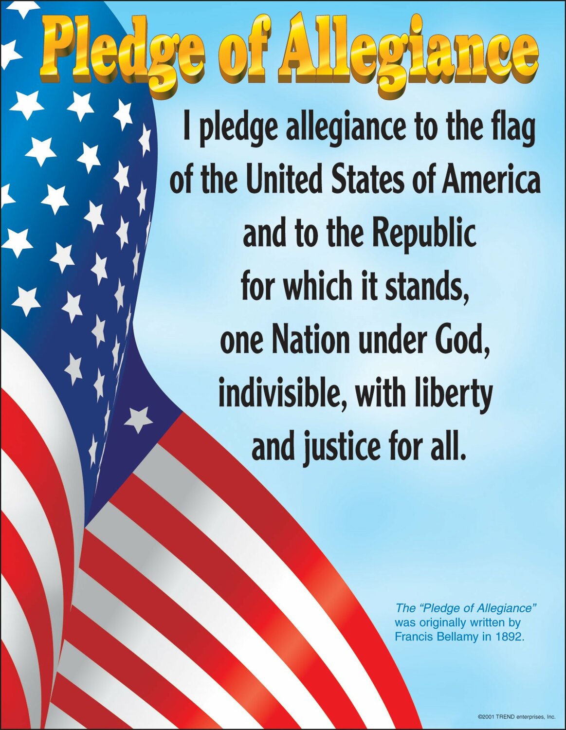 Pledge Of Allegiance Learning Chart, 17" X 22"