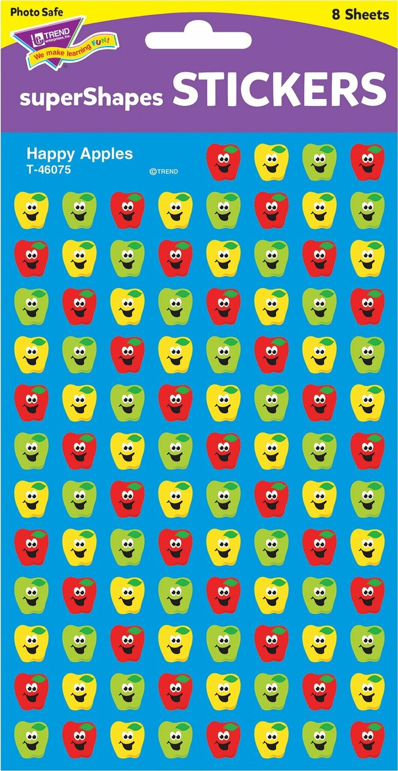 Happy Apples Supershapes Stickers, 800 Ct