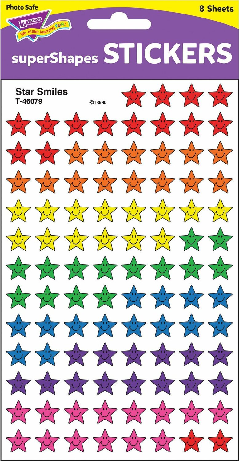 Star Smiles Supershapes Stickers, 800 Ct