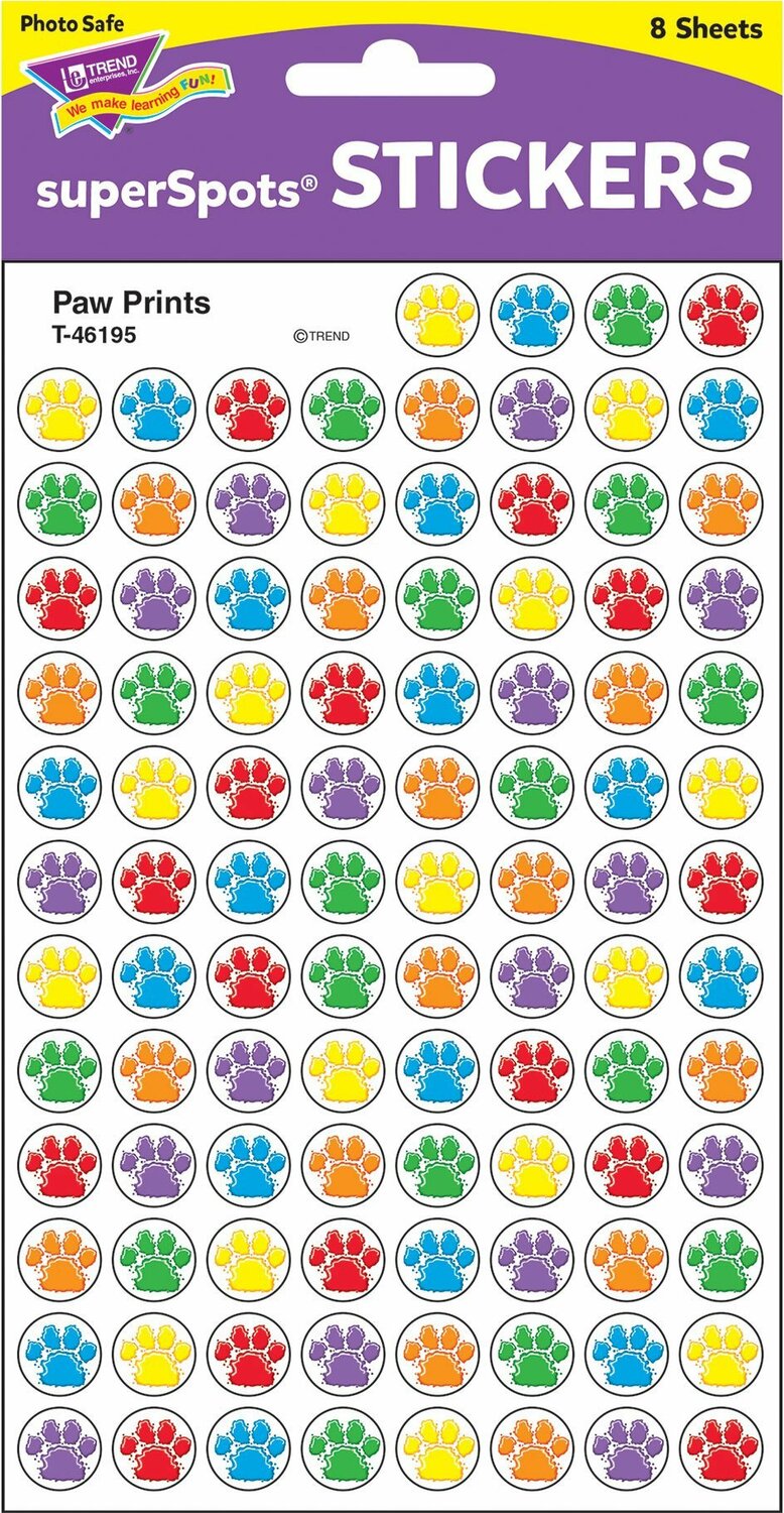 Paw Prints Superspots Stickers, 800 Ct