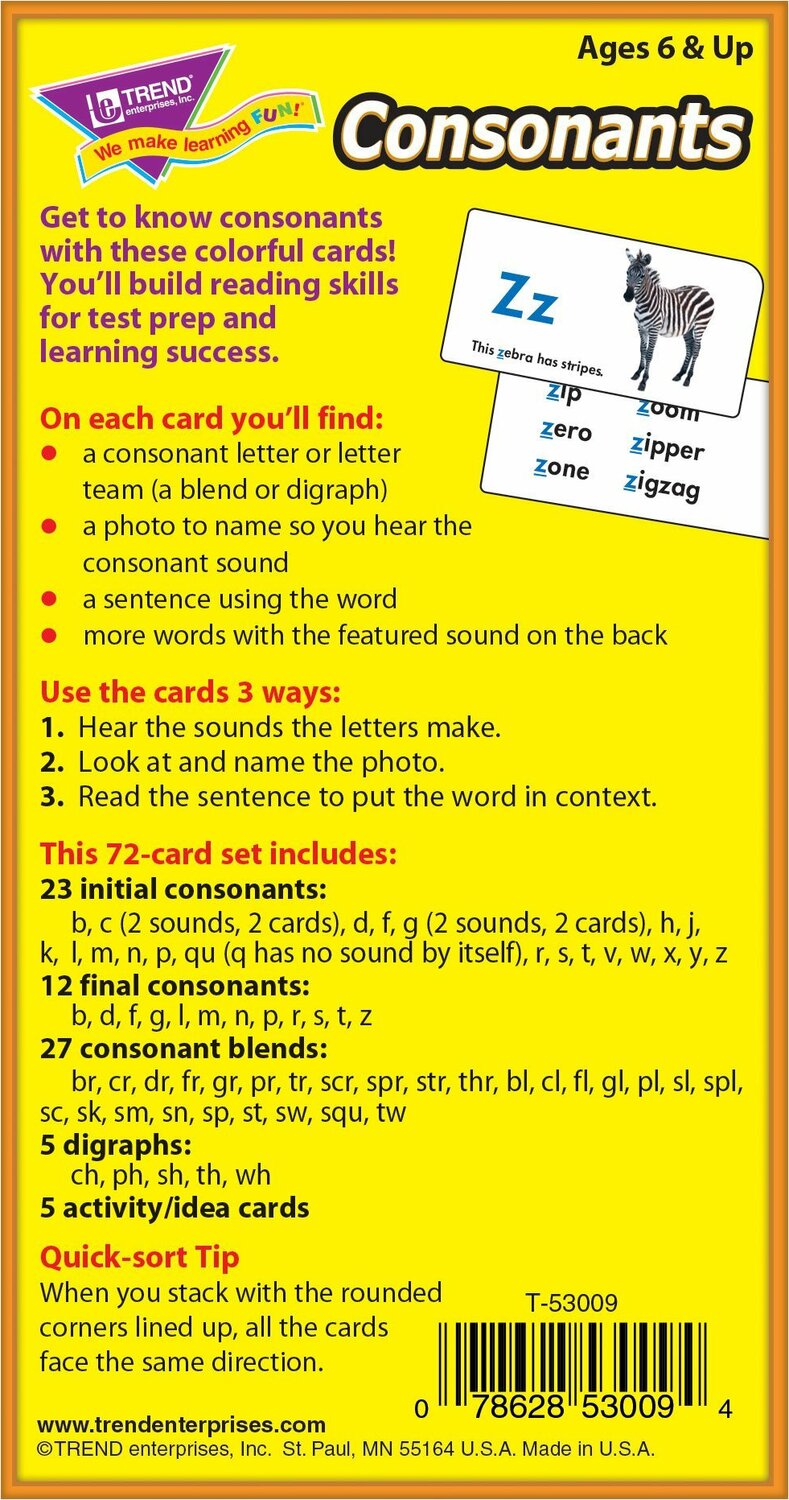 Consonants Skill Drill Flash Cards