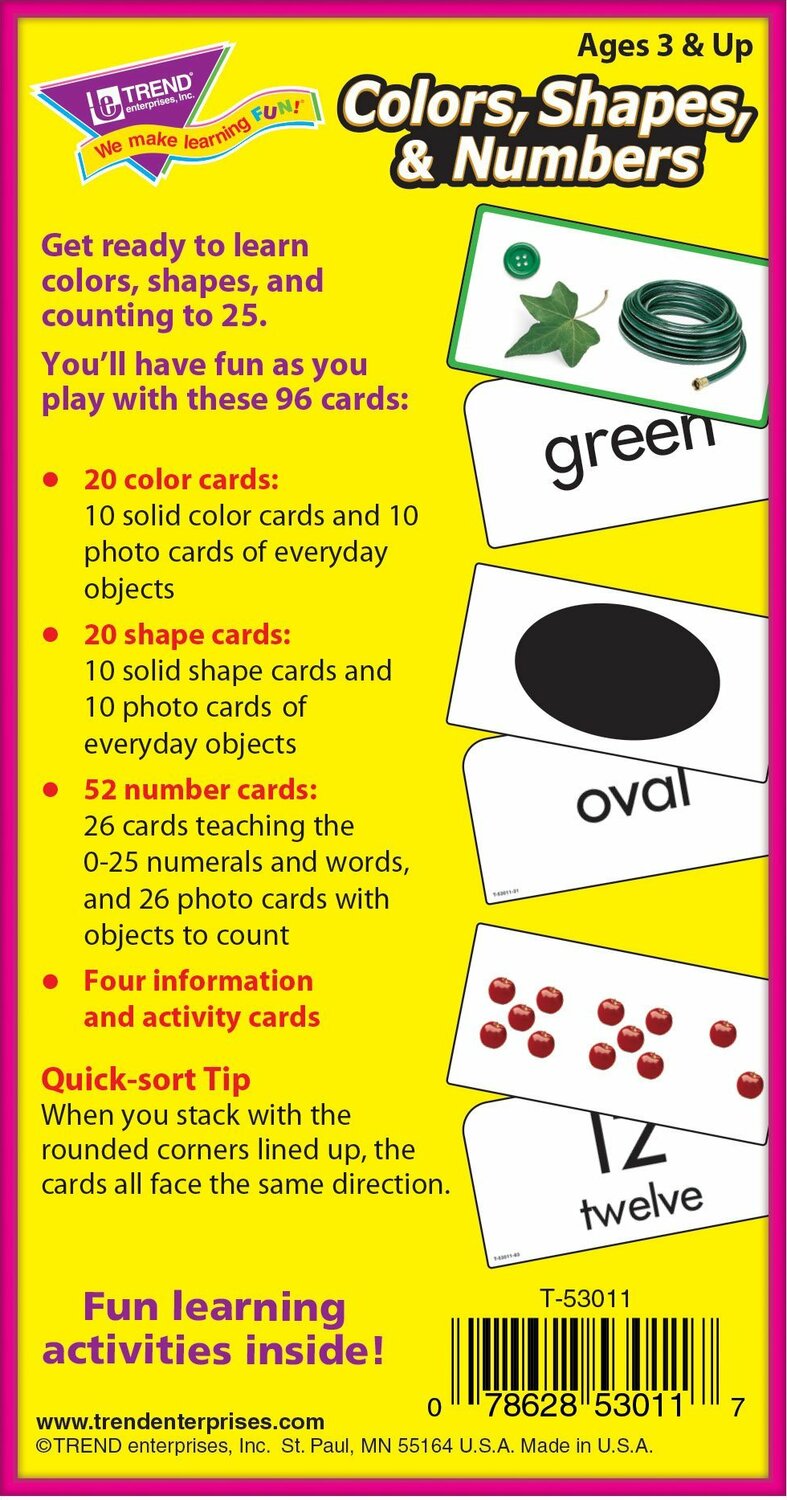 Colors, Shapes, & Numbers Skill Drill Flash Cards