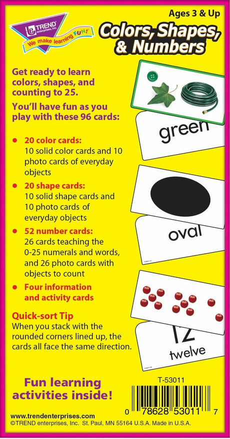 Colors, Shapes, & Numbers Skill Drill Flash Cards