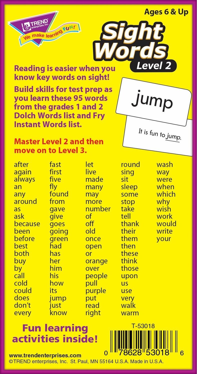 Sight Words-Level 2 Skill Drill Flash Cards