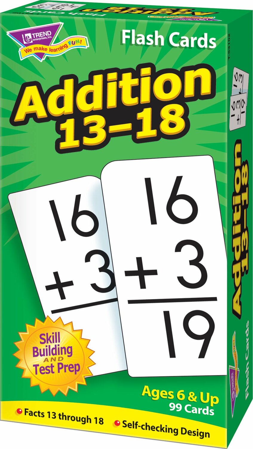 Addition 13-18 Skill Drill Flash Cards