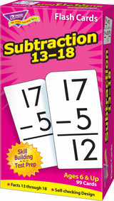 Subtraction 13-18 Skill Drill Flash Cards