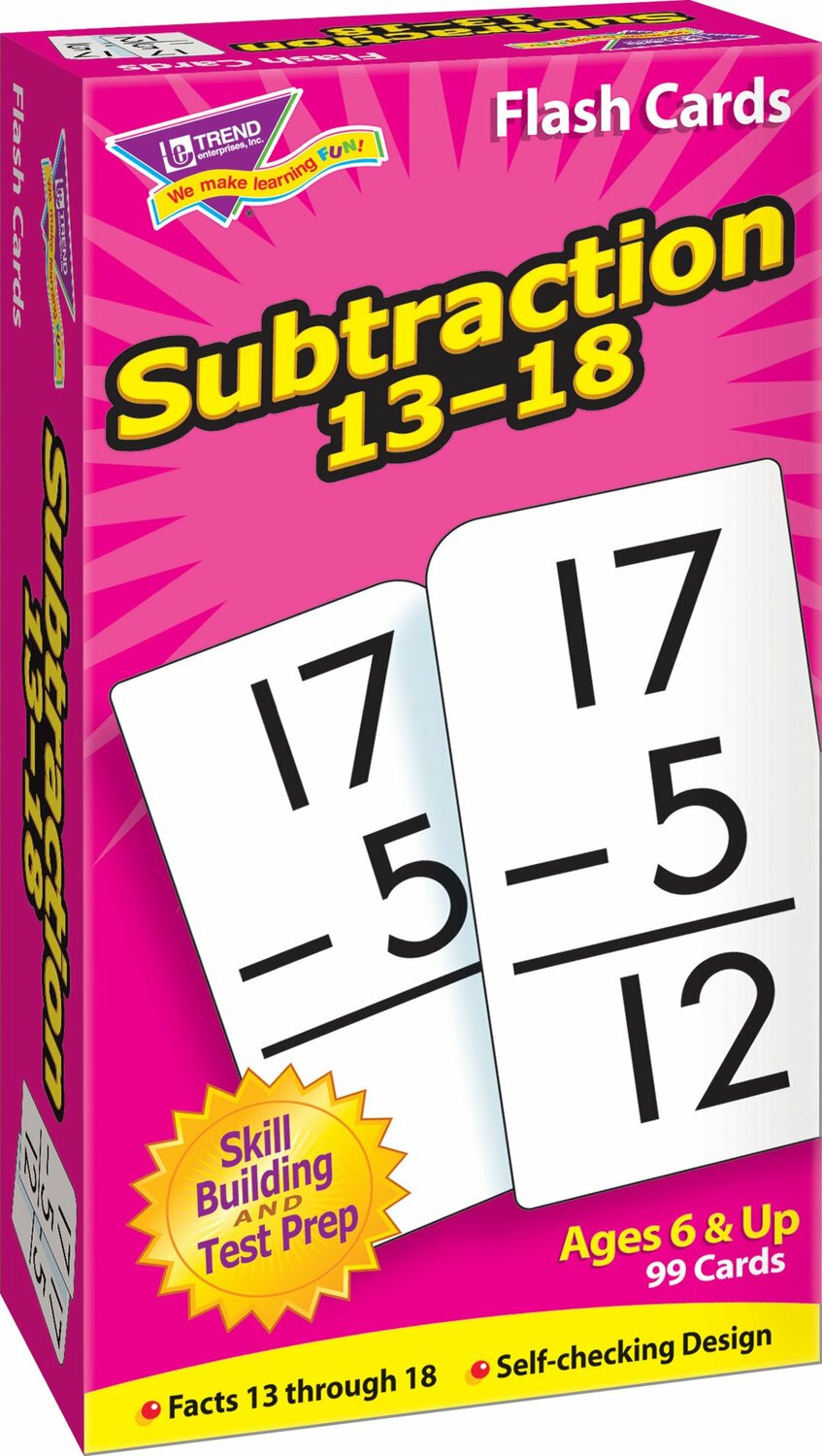 Subtraction 13-18 Skill Drill Flash Cards