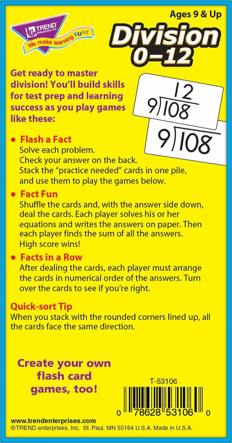 Division 0-12 Skill Drill Flash Cards