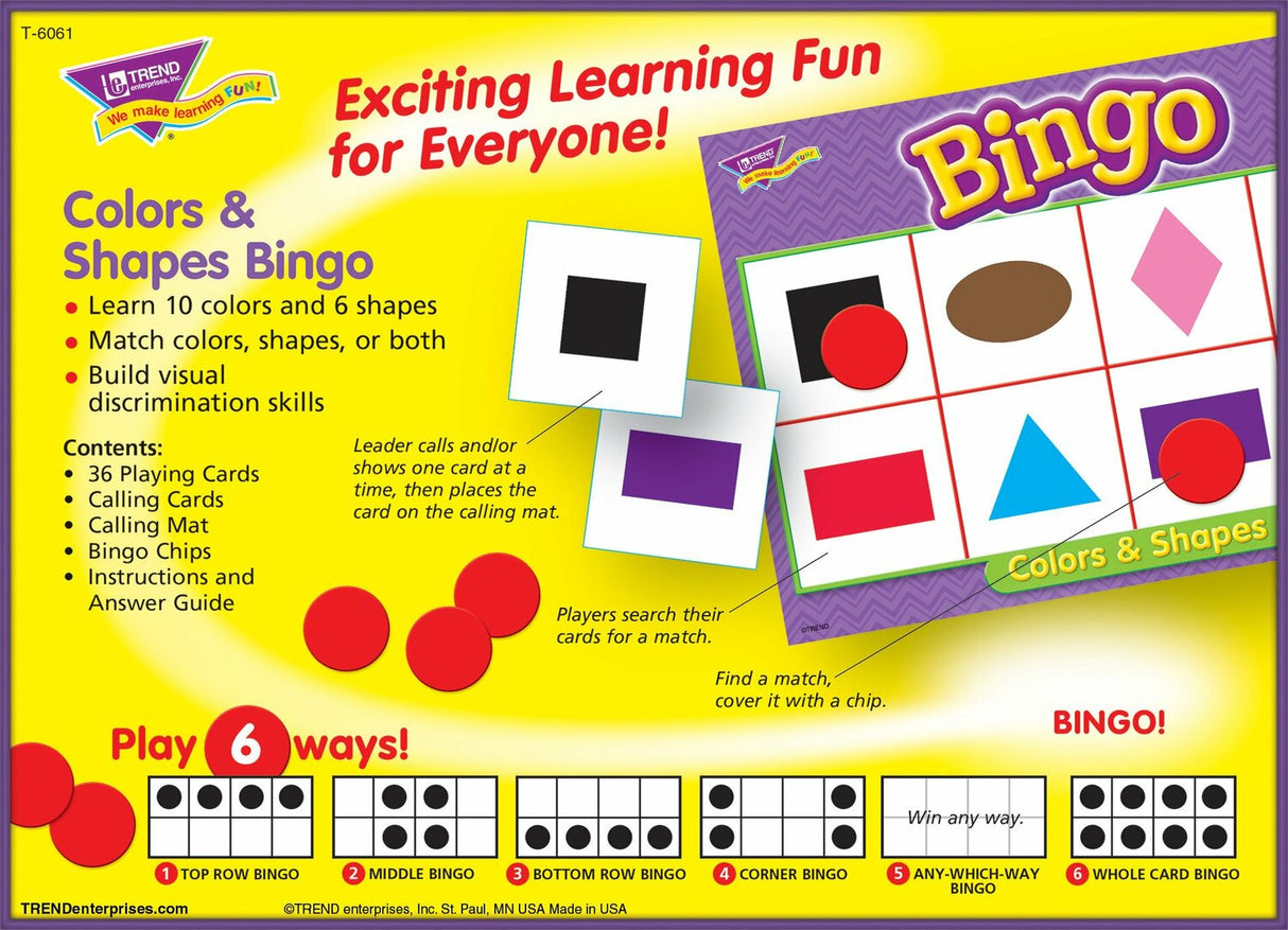 Colors & Shapes Bingo Game