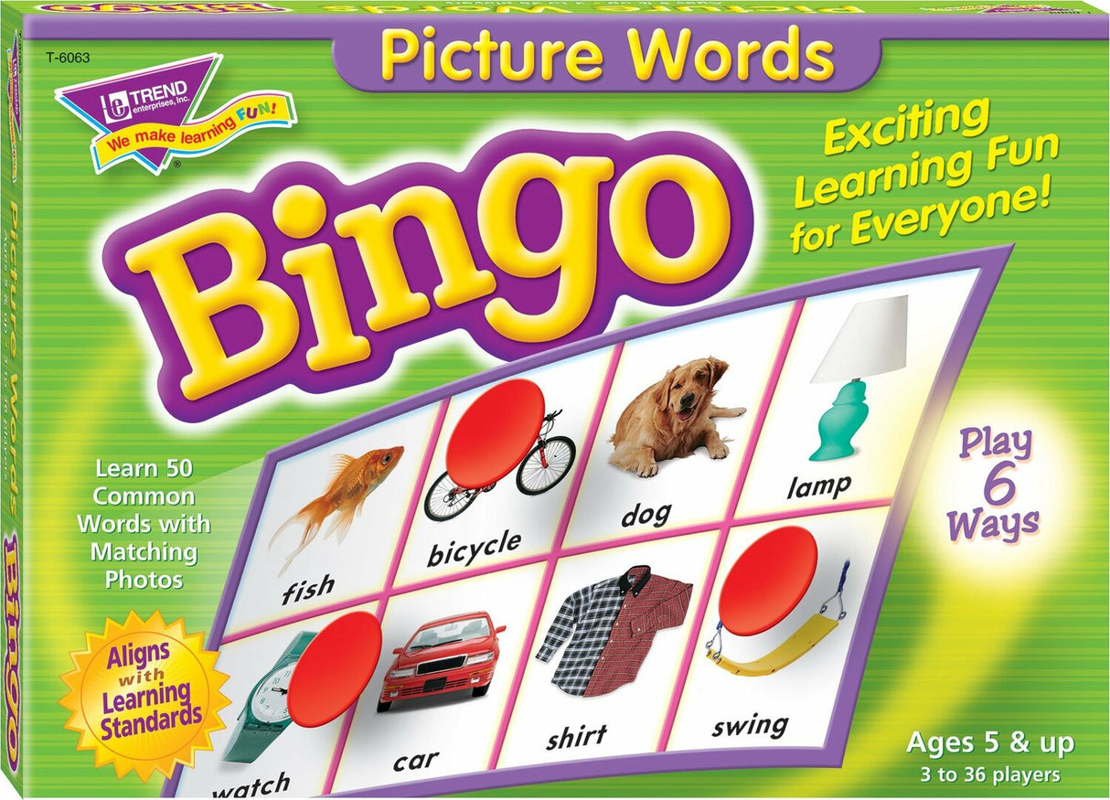 Picture Words Bingo Game