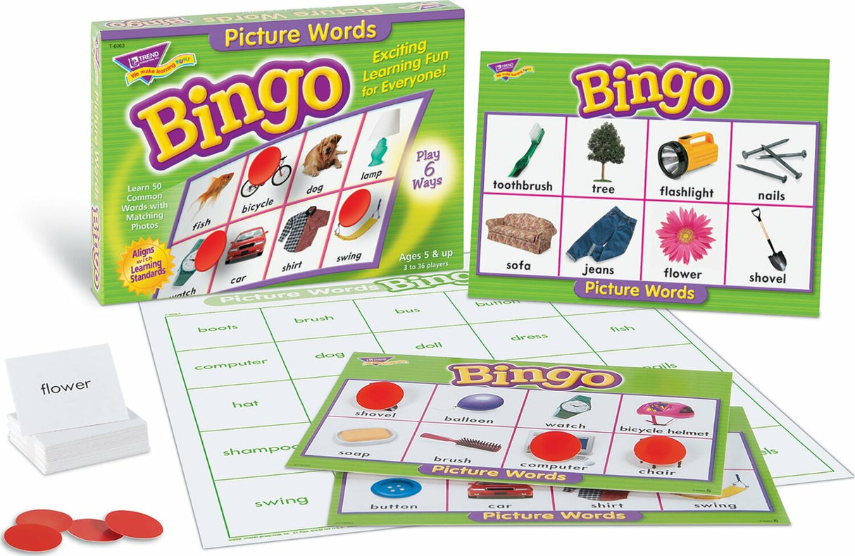 Picture Words Bingo Game