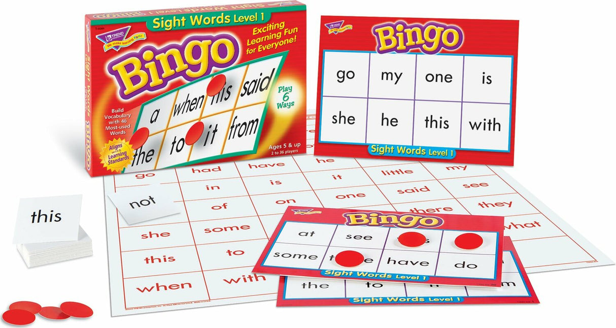 Sight Words Level 1 Bingo Game