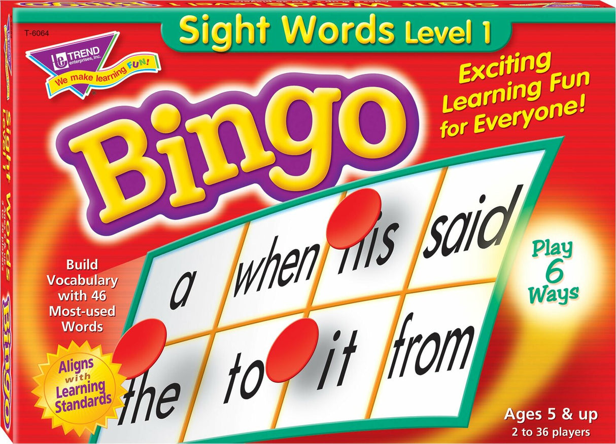 Sight Words Level 1 Bingo Game