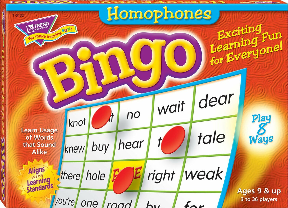 Homophones Bingo Game