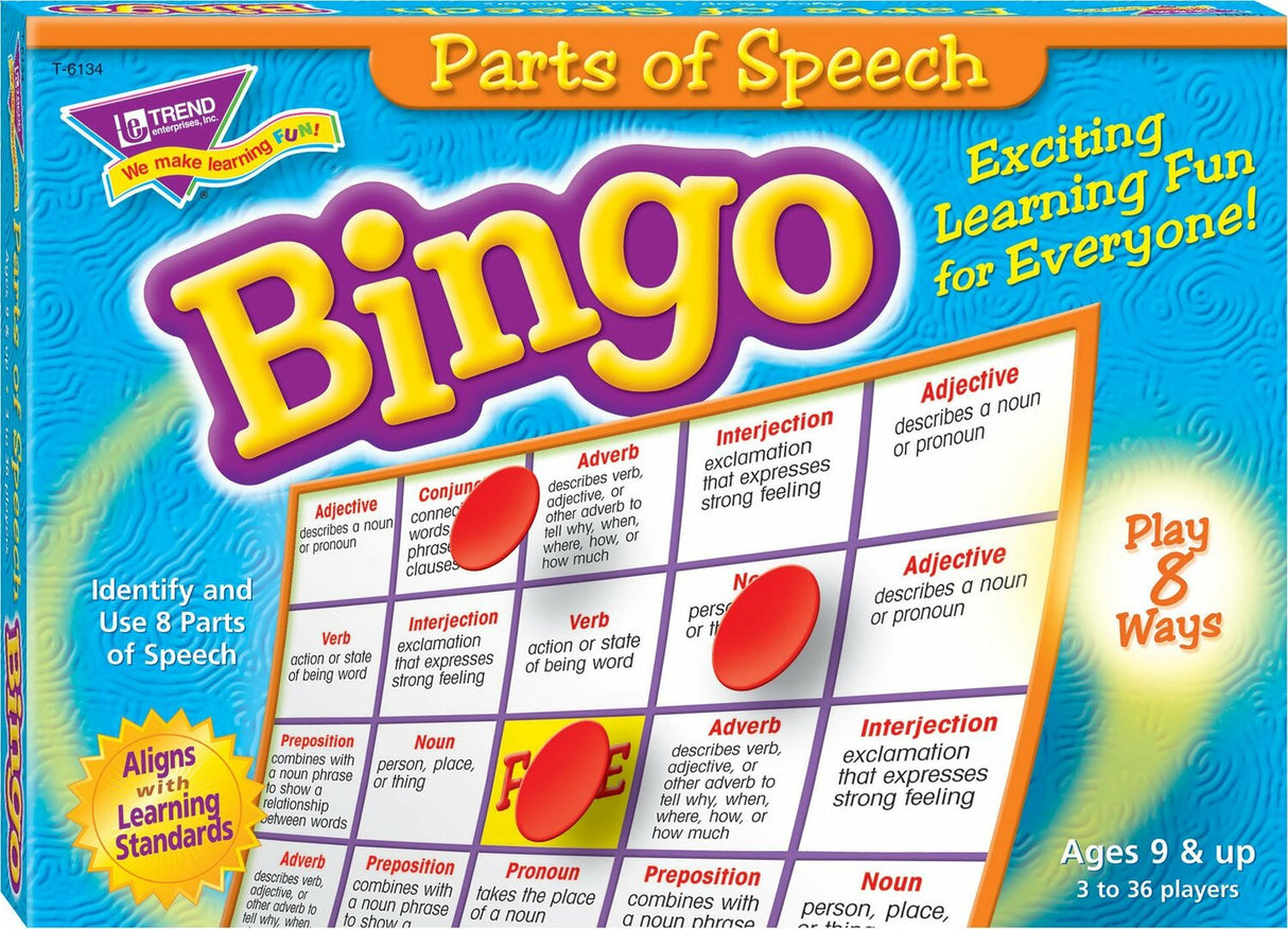 Parts Of Speech Bingo Game