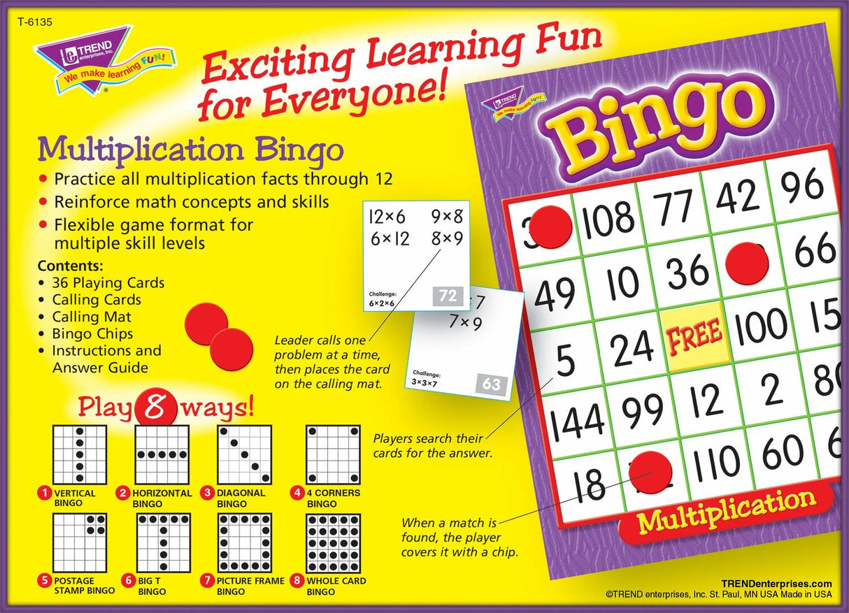 Multiplication Bingo Game