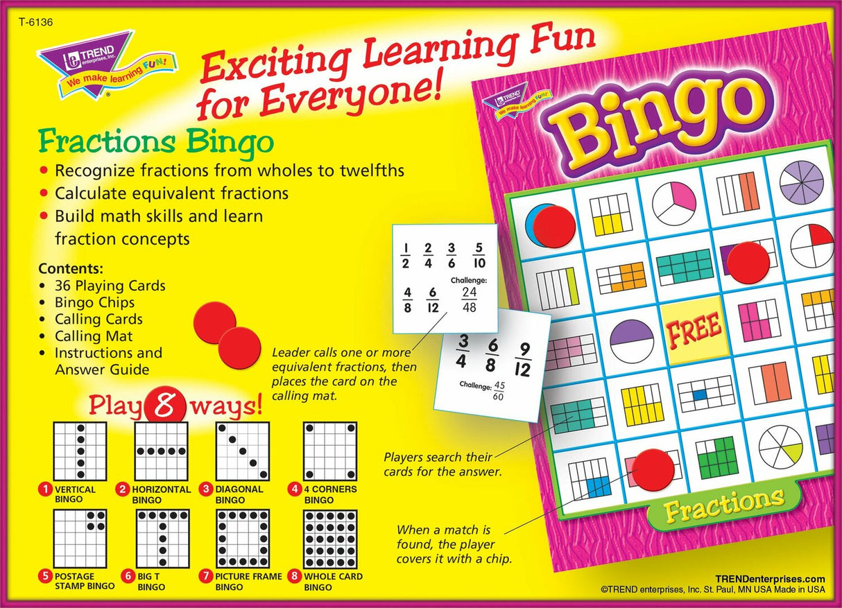 Fractions Bingo Game