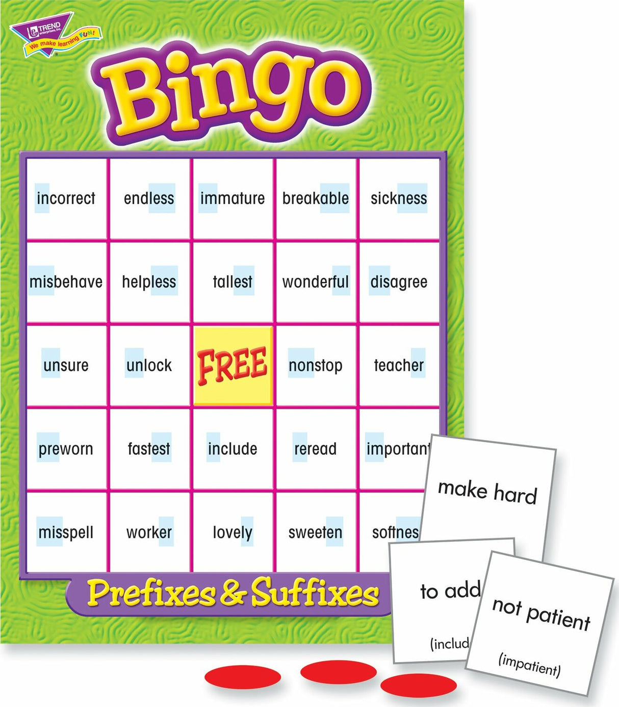 Prefixes & Suffixes Bingo Game