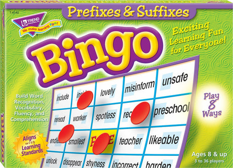 Prefixes & Suffixes Bingo Game