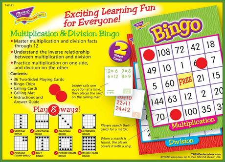 Multiplication  Division (2-sided) Bingo Game