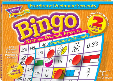 Fractions, Decimals,  Percents (2-sided) Bingo Game