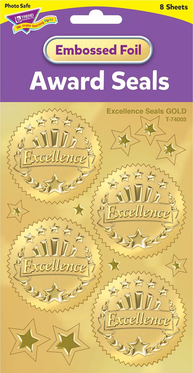 Excellence (gold) Award Seals Stickers, 32 Ct