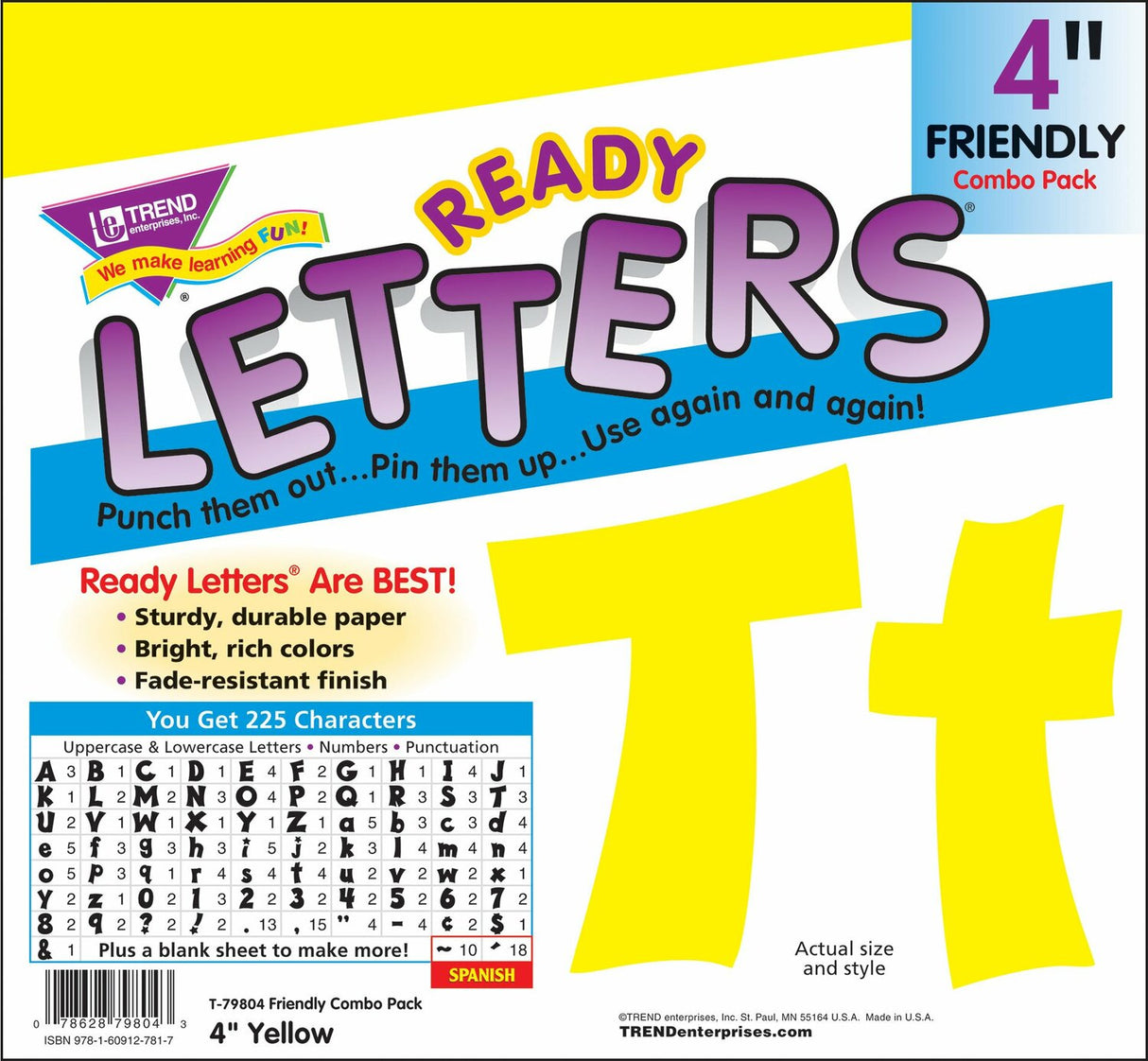 Yellow 4" Friendly Combo Ready Letters