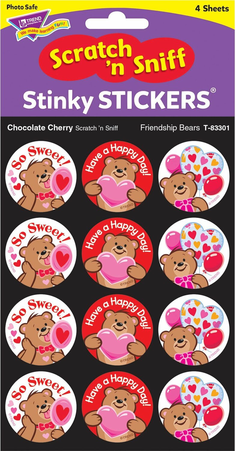 Friendship Bears/ Chocolate Cherry Stinky Stickers, 48 Ct