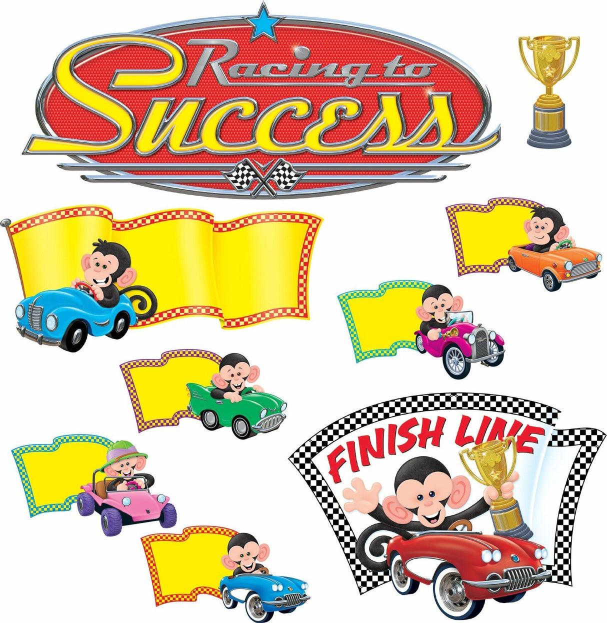 Monkey Mischief Racing To Success Bulletin Board Set