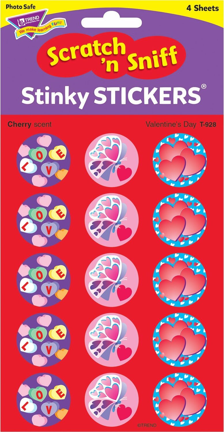 Valentine's Day/ Cherry Stinky Stickers, 60 Ct