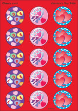 Valentine's Day/ Cherry Stinky Stickers, 60 Ct