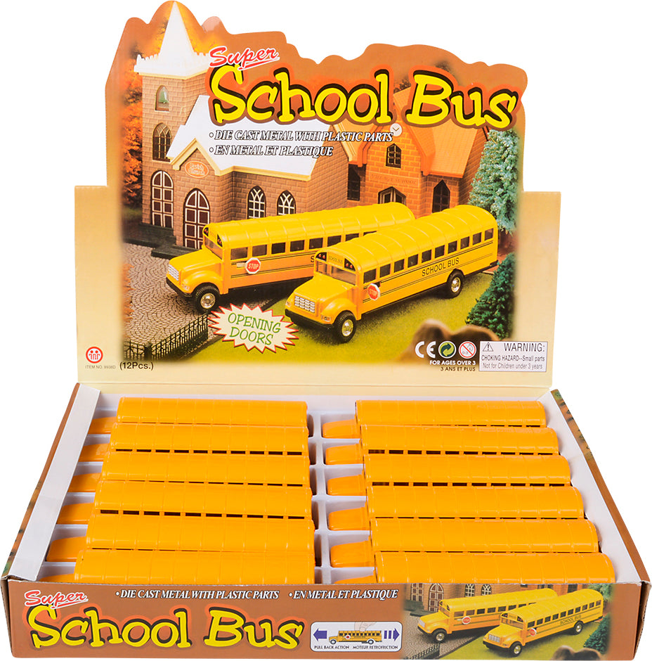 7" Die-cast Pull Back School Bus